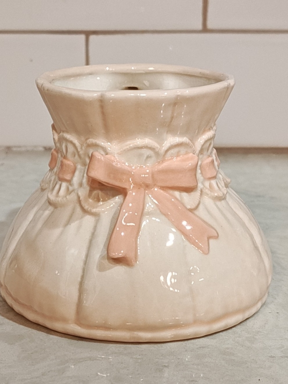 Coquette vintage Pink ceramic bow and ribbon mug